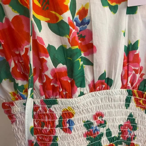 Rhode Anya Smocked Floral Dress White & Red Size Small - Picture 10 of 10